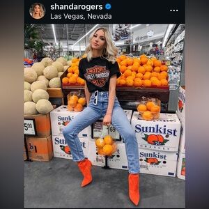 Orange ankle boots
